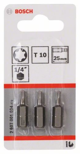 BOSCH Schroevendraaierbit extra hard Extra-Hart T10, 25 mm (3 stuks) 2607001604