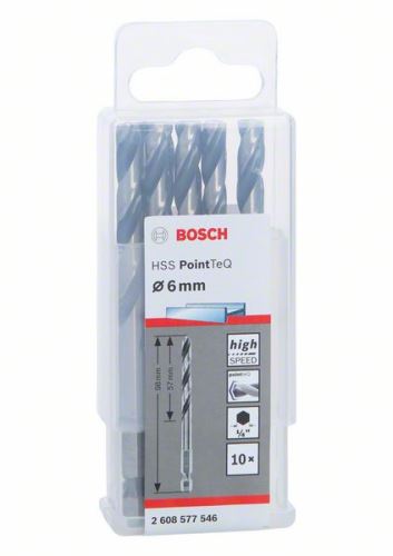 BOSCH Metaalboor HSS PointTeQ HEX met 6-kant schacht; 6,0 mm 2608577546