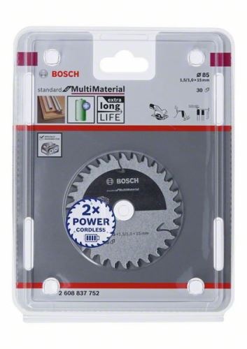 BOSCH Zaagblad voor accuzagen; Standaard voor multimateriaal 85x15x1,5/1,0x30T 2608837752