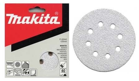 MAKITA schuurpapier Klittenband 125 mm 8 gaten K120, 10 stuks P-33386