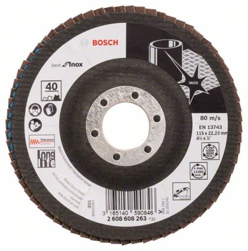 BOSCH Lamellenslijpschijf X581, Best for Inox 115 mm, 22,23 mm, 40 2608608263