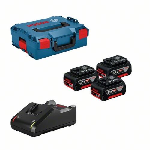 Bosch Professional-set: 3x accu GBA 18V 5,0 Ah + GAL 18V-40 in L-BOXX 136 0615990L3T