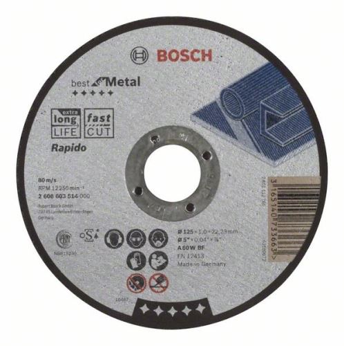 BOSCH Doorslijpschijf recht Best for Metal - Rapido A 60 W BF, 125 mm, 1,0 mm 2608603514