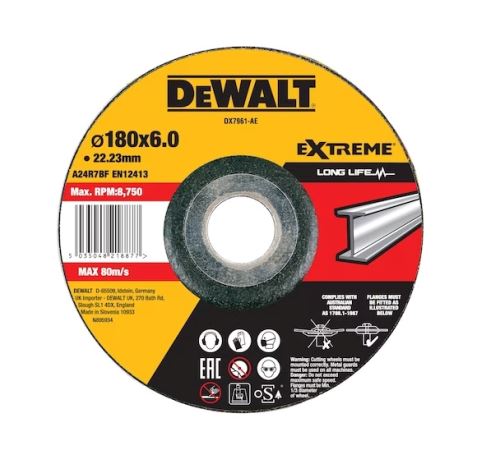 DeWALT Slijpschijf voor metalen 180 x 6 x 22,23 mm DX7961