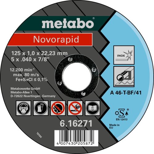 METABO Snijschijf Novorapid Inox 125x1,0x22,23 616271000