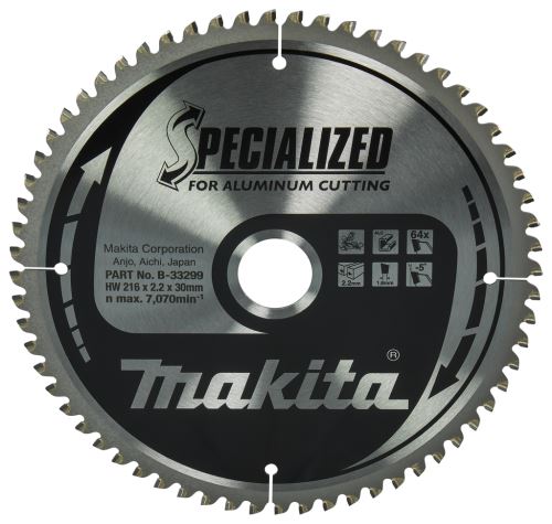 MAKITA zaagblad aluminium SPECIALIZED 216x2,2x30 mm 64 tanden B-33299