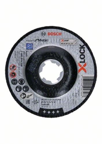 BOSCH X-LOCK Gebroken doorslijpschijf Expert for Metal systeem 115×2,5×22,23 A 30 S BF, 115 mm, 2,5 mm 2608619256