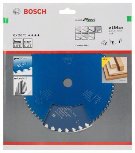 BOSCH Zaagblad Expert voor Hout 184 x 16 x 2,6 mm, 40 2608644036