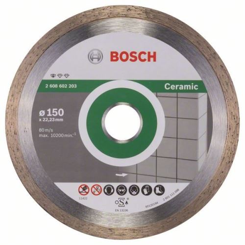 BOSCH Diamantdoorslijpschijf Standaard voor Keramiek 150 x 22,23 x 1,6 x 7 mm 2608602203