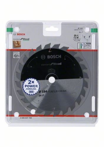 BOSCH Zaagblad voor accuzagen; Standaard voor hout 184x16x1,6/1,0x24T 2608837700