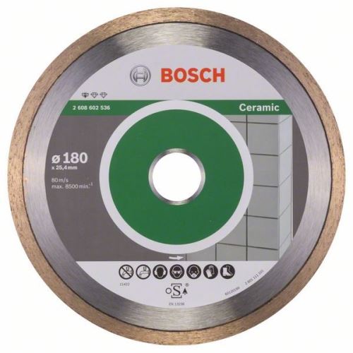 BOSCH Diamantdoorslijpschijf Standaard voor Keramiek 180 x 25,40 x 1,6 x 7 mm 2608602536