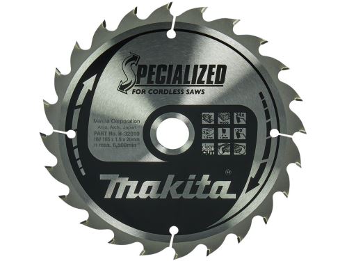 MAKITA Zaagblad voor hout SPECIALIZED 165x1,5x20 mm 24Z voor accuzagen B-32910