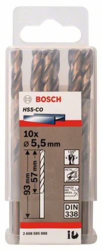 BOSCH Metaalboren HSS-Co, DIN 338 5,5 x 57 x 93 mm (10 stuks) 2608585888