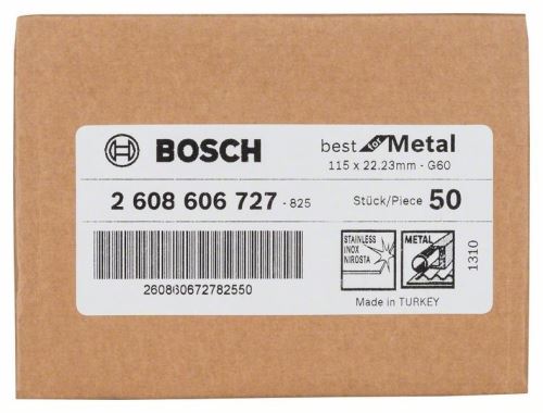 BOSCH Vezelslijpschijf R574, Best for Metal D = 115 mm; G = 60 2608606727