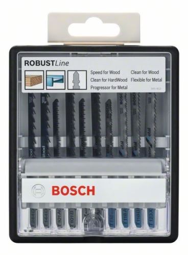 BOSCH 10-delige set zaagbladen voor reciprozagen, robuuste lijnen voor hout en metaal, met T-schacht, Robust Line Wood en Metal T 244 D; T 144 D; T 101AO; T 101 B; T 101 AOF; T 101 BF; T 118 EOF; T 118AF; T 118 BF; T 123 X 2607010542