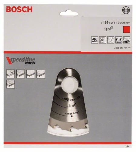 BOSCH Zaagblad Speedline Hout 165 x 30 x 2,2 mm, 18 2608640789