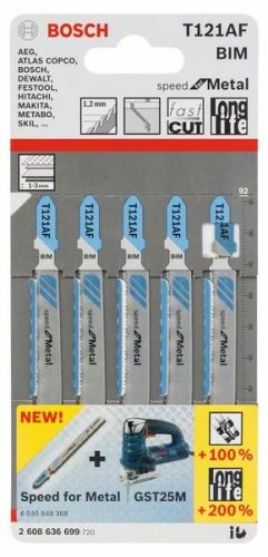 BOSCH Zaagblad voor reciprozaag T 121 AF Speed for Metal (5 stuks) 2608636699