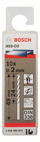 BOSCH Boren voor metaal HSS-Co, DIN 338 2 x 24 x 49 mm (10 stuks) 2608585874