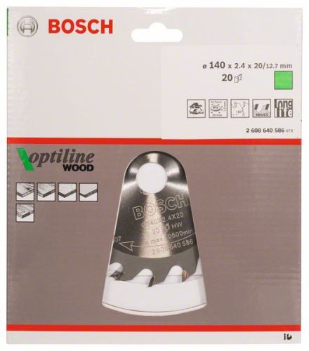 BOSCH Zaagblad Optiline Hout 140 x 20/12,7 x 2,4 mm, 20 2608640586