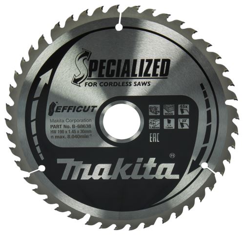 MAKITA bladzaag hout Efficut 190x1,45x30 mm 45 tanden B-68638