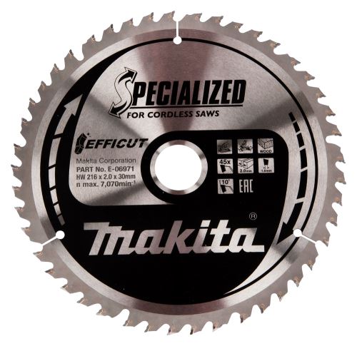 MAKITA houtzaagblad Efficut 216x2x30 mm 45 tanden E-06971