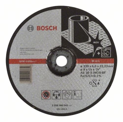 BOSCH Geprofileerde afbraamschijf Expert voor Inox AS 30 S INOX BF, 230 mm, 6,0 mm 2608600541