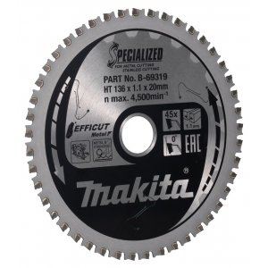 MAKITA zaagblad staal Efficut 136x1,1x20 mm 45 tanden B-69319