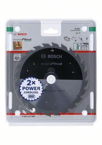 BOSCH Zaagblad voor accuzagen; Standaard voor hout 165x20x1,5/1,0x24T 2608837685