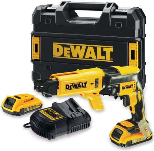 DeWALT accuschroevendraaier voor gipsplaat, 18 V 2x accu 2,0 Ah, magazijn, koffer DCF620D2K