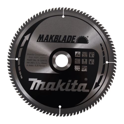 MAKITA houtzaagblad MAKBLADE 260x2,3x30 mm 100 tanden B-32873