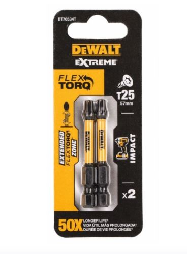 DeWALT Torx schroevendraaierbit TORX T25, EXTREME (2 stuks) DT70534T