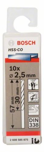 BOSCH Boren voor metaal HSS-Co, DIN 338 2,5 x 30 x 57 mm (10 stuks) 2608585875