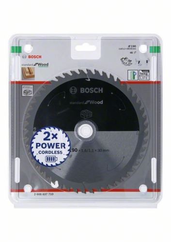 BOSCH Zaagblad voor accuzagen; Standaard voor hout 190x30/20x1,6/1,1x48T 2608837710