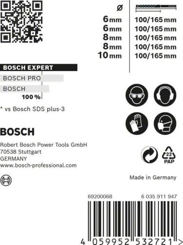 BOSCH EXPERT SDS plus-7X set 6/6/8/8/10 mm, 5 stuks 2608900198