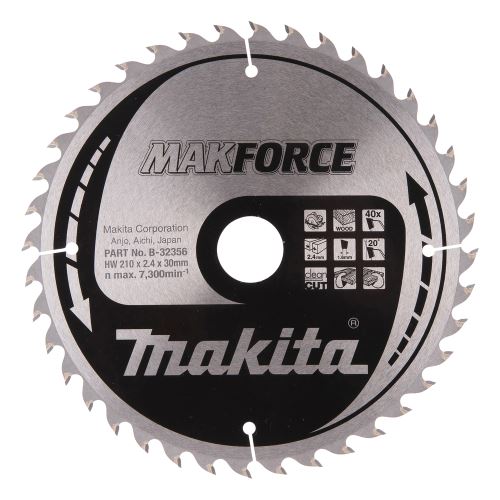 MAKITA houtzaagblad MAKFORCE 210x2,4x30 mm 40 tanden B-32356