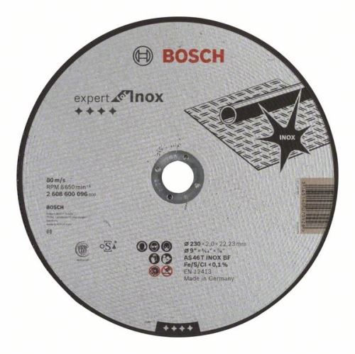 BOSCH Doorslijpschijf recht Expert voor Inox AS 46 T INOX BF, 230 mm, 2,0 mm 2608600096