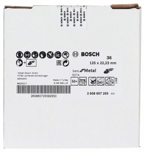 BOSCH Vezelslijpschijf R574, Best for Metal D = 125 mm; K = 36 2608607255