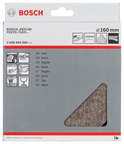 BOSCH Polijstvilt hard, 160 mm (2 stuks) 3608604000