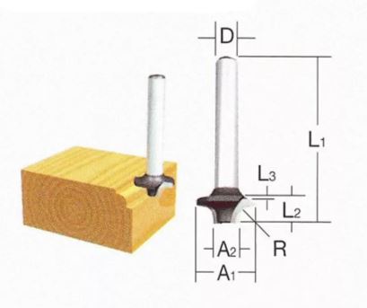 MAKITA bovenfrees voor afgeronde hoeken D-09444