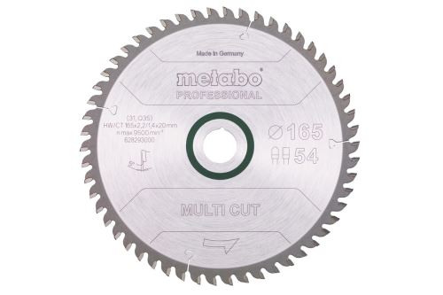 METABO Zaagblad 165 x 20 mm, 54 tanden, 5° Power Cut prof 628293000