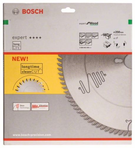 BOSCH Zaagblad Expert voor Hout 250 x 30 x 3,2 mm, 40 2608642505