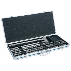 MAKITA set beitels en boren SDS-Max in aluminium koffer: boren 18, 20, 22, 25x540 mm, hoektand + 2x platte beitel 25 mm D-42494