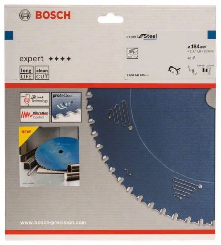 BOSCH Cirkelzaagblad Expert for Steel 184 x 20 x 2,0 mm, 48 2608643055