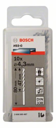 BOSCH Metaalboren HSS-G, DIN 338 4,3 x 47 x 80 mm (10 stuks) 2608585487