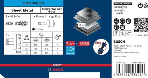 BOSCH EXPERT gatenponsset Plaatwerk 22-32, 6-dlg 2608900502