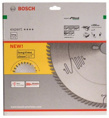 BOSCH Zaagblad Expert voor Hout 250 x 30 x 3,2 mm, 80 2608642507