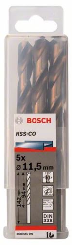 BOSCH Boren voor metaal HSS-Co, DIN 338 11,5 x 94 x 142 mm (5 stuks) 2608585902