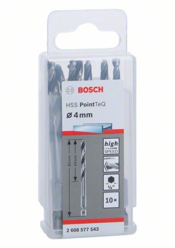 BOSCH Metaalboor HSS PointTeQ HEX met 6-kant schacht; 4,0 mm 2608577543