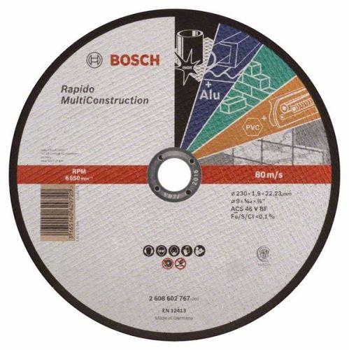 BOSCH Doorslijpschijf recht Rapido Multi Construction ACS 46 V BF, 230 mm, 1,9 mm 2608602767