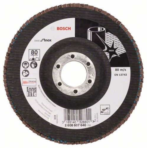 BOSCH Lamellenslijpschijf X581, Best for Inox 125 mm, 22,23 mm, 80 2608607640